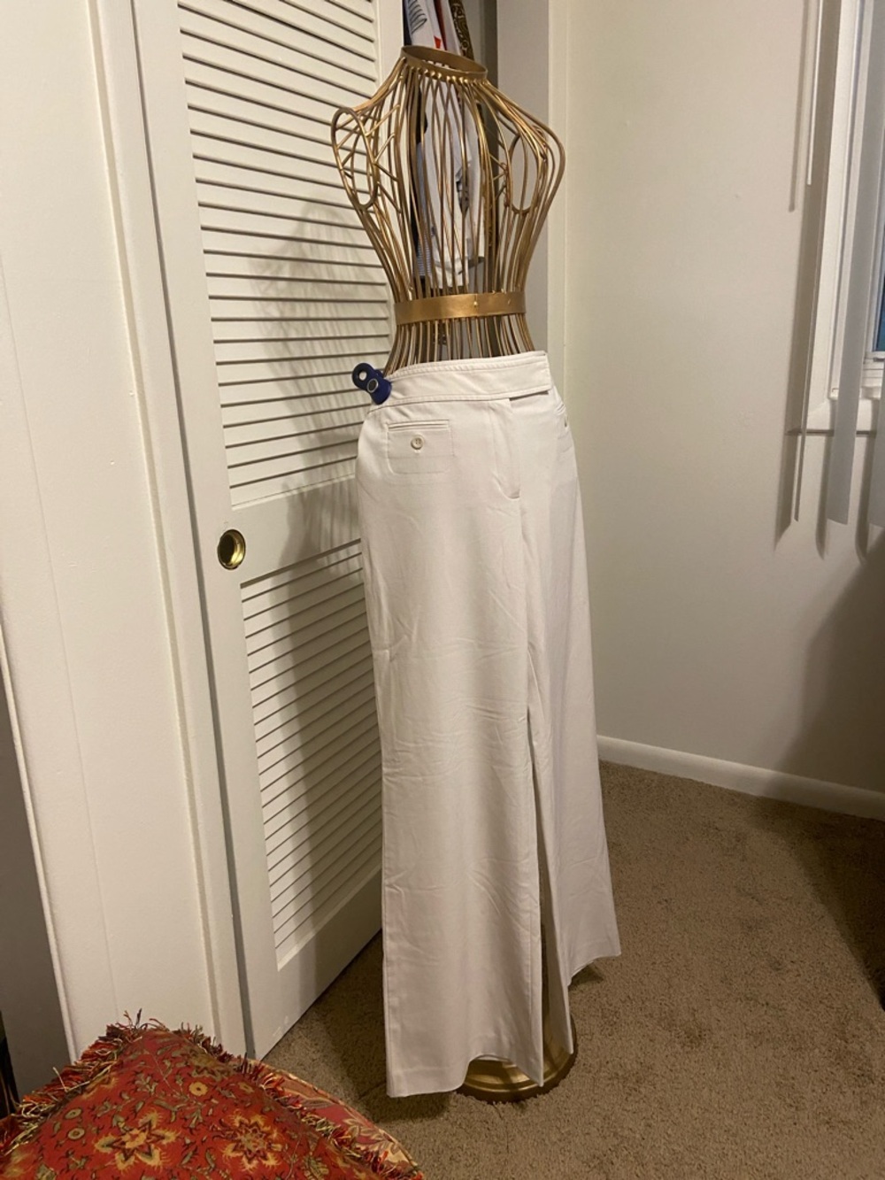 LOFT Wide-Leg High-Rise Cream Trousers - Picture 2 of 3